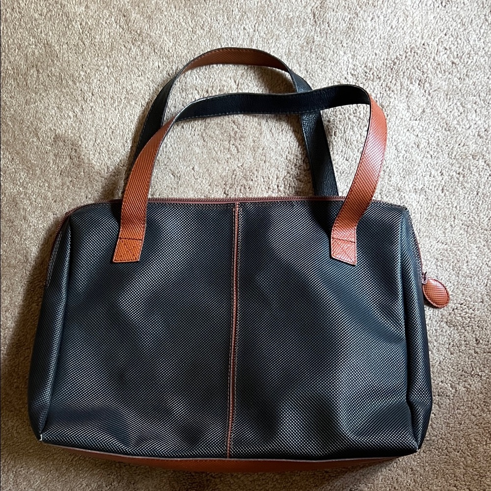 Bottega Veneta Black Laptop Bag with Tan Accents